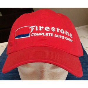 NEW Firestone Complete Auto Care Adjustable Strap Buckle Red Hat Cap Car Tire